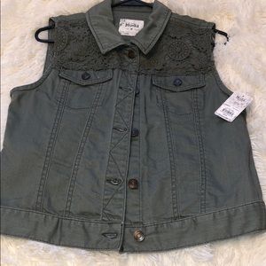 mudd army green denim vest!